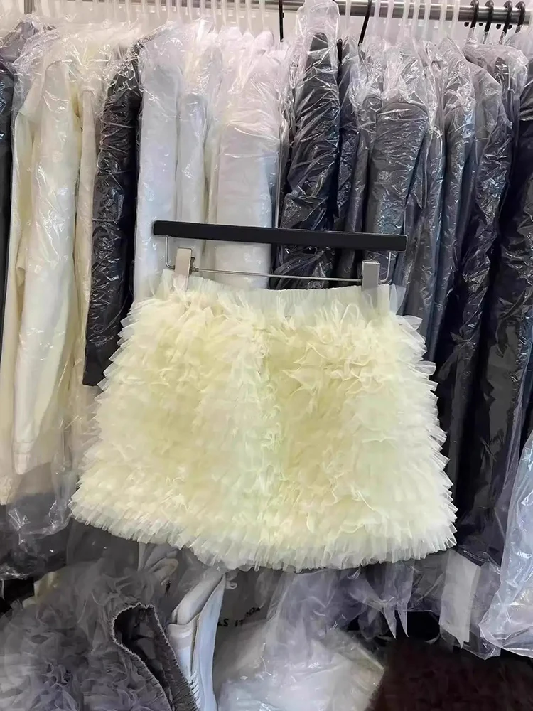 Mujer en capas pastel dulce malla pesada esponjosa cintura ajustada Falda corta Faldas Mujer Faldas de tul Jupe Y2k