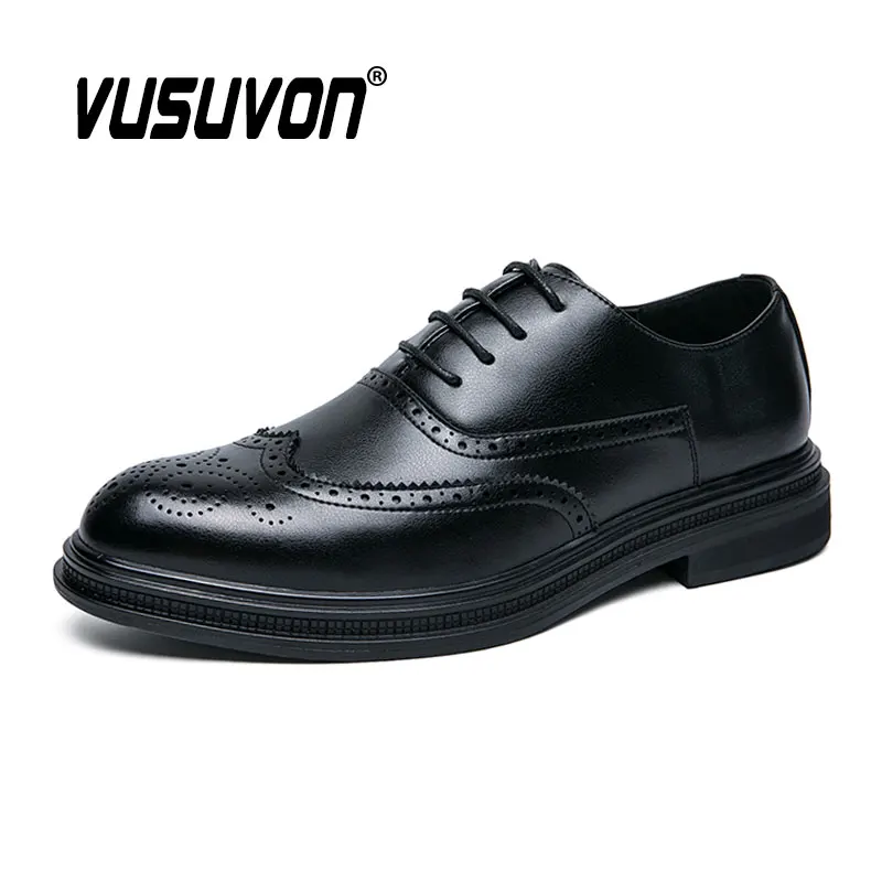 Men Oxford Shoes Fashion Dress Classic Brogue Loafers Black Causal Business Footwear For Party Big Size 37-45