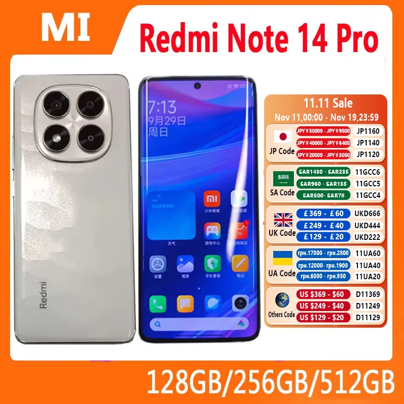 الأصلي Xiaomi Redmi Note 14 Pro 5G الهاتف الذكي CN الإصدار الأبعاد 7300-Ultra 6.67 "1.5K 2712*1220 عرض 50MP كاميرا 5500mAh #2