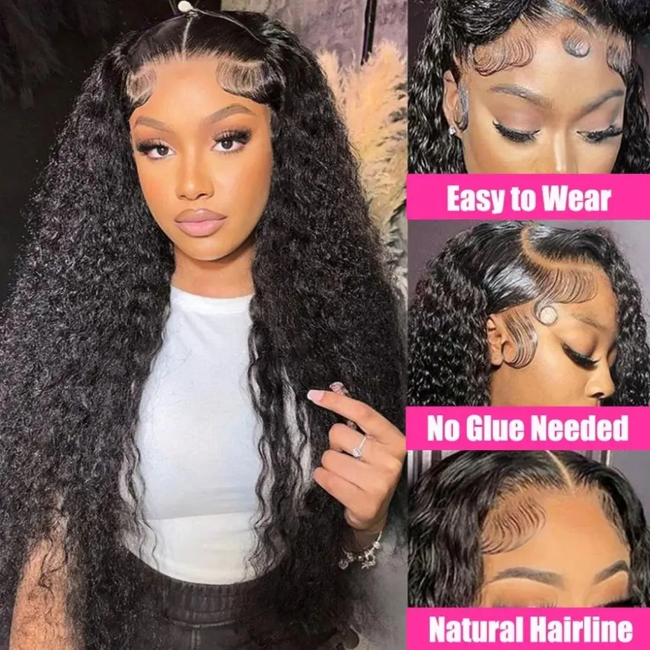 30 32 34Inch Deep Wave 13x6 Lace Frontal Wigs 13x4 HD Transparent Lace Front Wig Human Hair Curly Wig For Women Lace Closure Wig