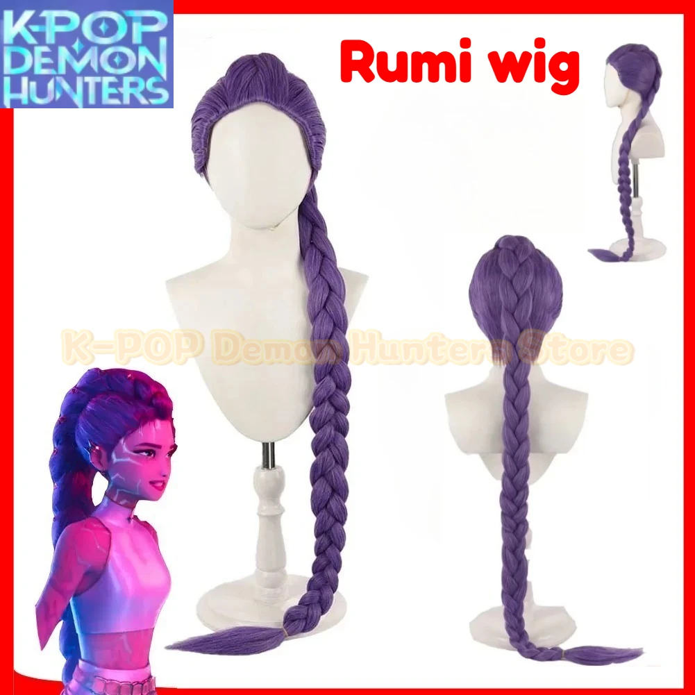 Rumi Kpop Demon Hunter Cosplay Wig Headband Hairpin Costume Accessories for Women Girls Female Adult Roleplay Halloween Carnival