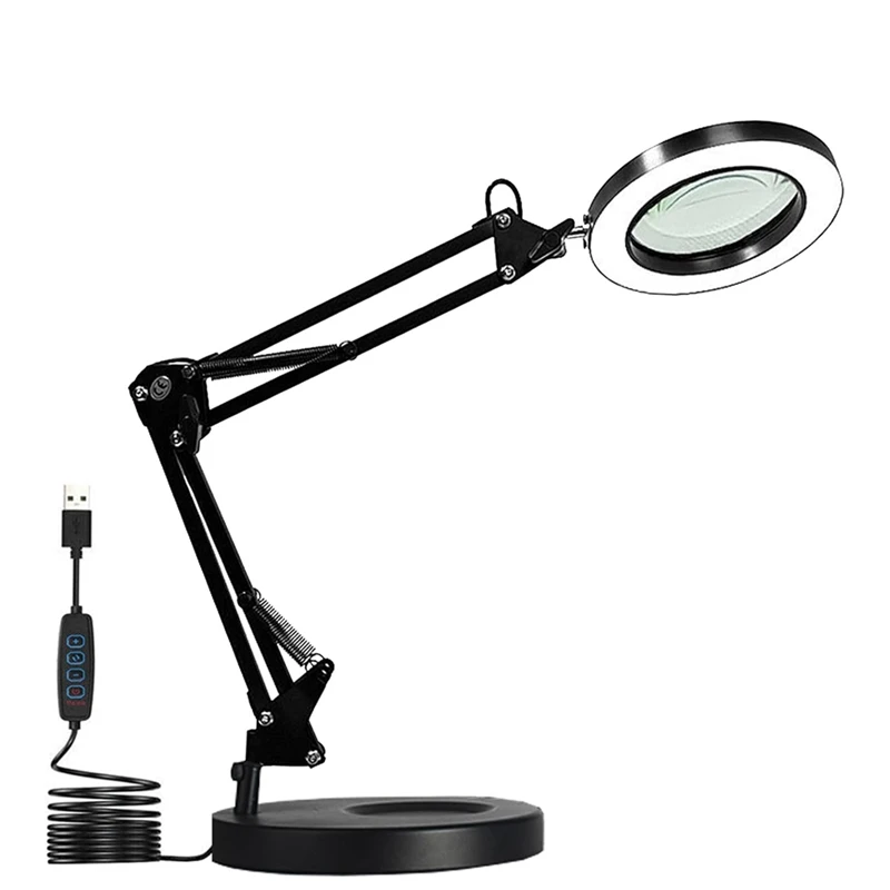 Magnifying Glass With Light And Stand, 10X Magnifying Lamp, 2-In-1 Magnifying Desk Lamp With Clamp, Led Desk Lamp Desk Hutch