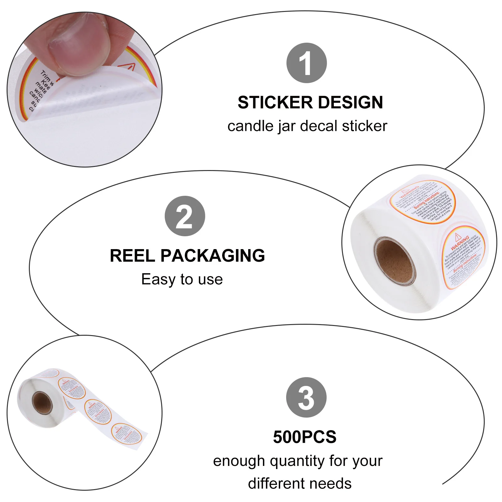 500Pcs Warning Sticker Label Removable Safety Decals Easy Use for Jar Adhesive Warning Decal Sticker