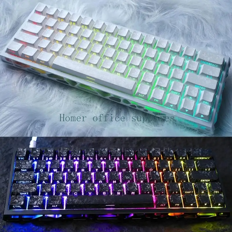 

K43B 82Key Carbon Fiber Texture Keycaps Original Profile Side Engraved for Mechanical Keyboards