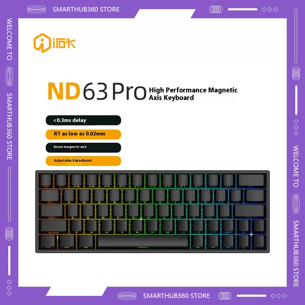 

Irok ND63 Pro Magnetic Switch Mechanical Keyboards Hot Swap RGB E-Sports Customize Wired Keyboard Pc For Gaming Accessory Office