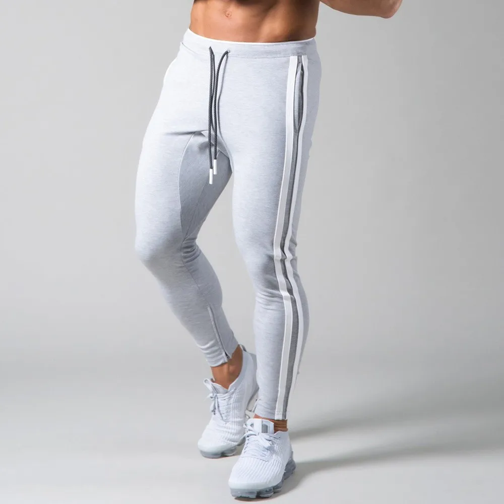 2023 New Jogger Gray Gym Fitness Bodybuilding Training Pants Men\'s Jogging Casual Fashion Classic Side Stripe Sweatpants Male