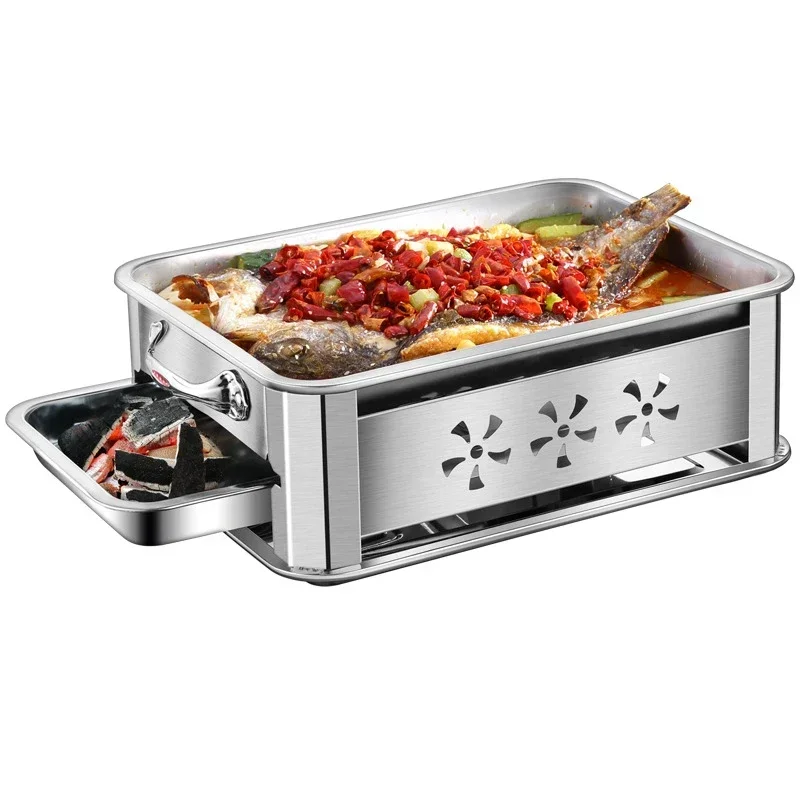 

Rectangular baking tray Stainless steel fish grill Commercial grill Alcohol tray korean bbq olla Grilled fish dish Special pot