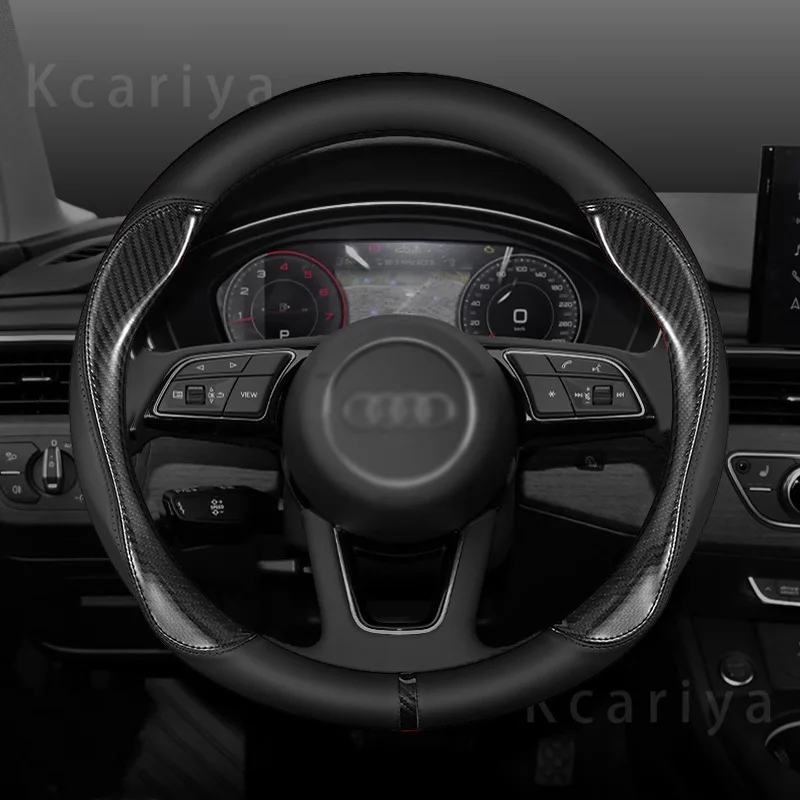 

Carbon fiber Leather Car Steering Wheel Cover For Audi Q3 Q4 Q5 Q7 Q8 A2 A3 A4 A5 A6 A7 A8 S3 S4 S5 RS4 RS6 TT Auto Accessories