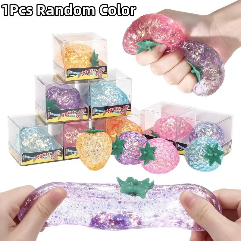 1Pcs Maltose Four-color Aurora Gold Powder Strawberry Slow Rebound Pinch Fruit Decompression Vent Small Toy