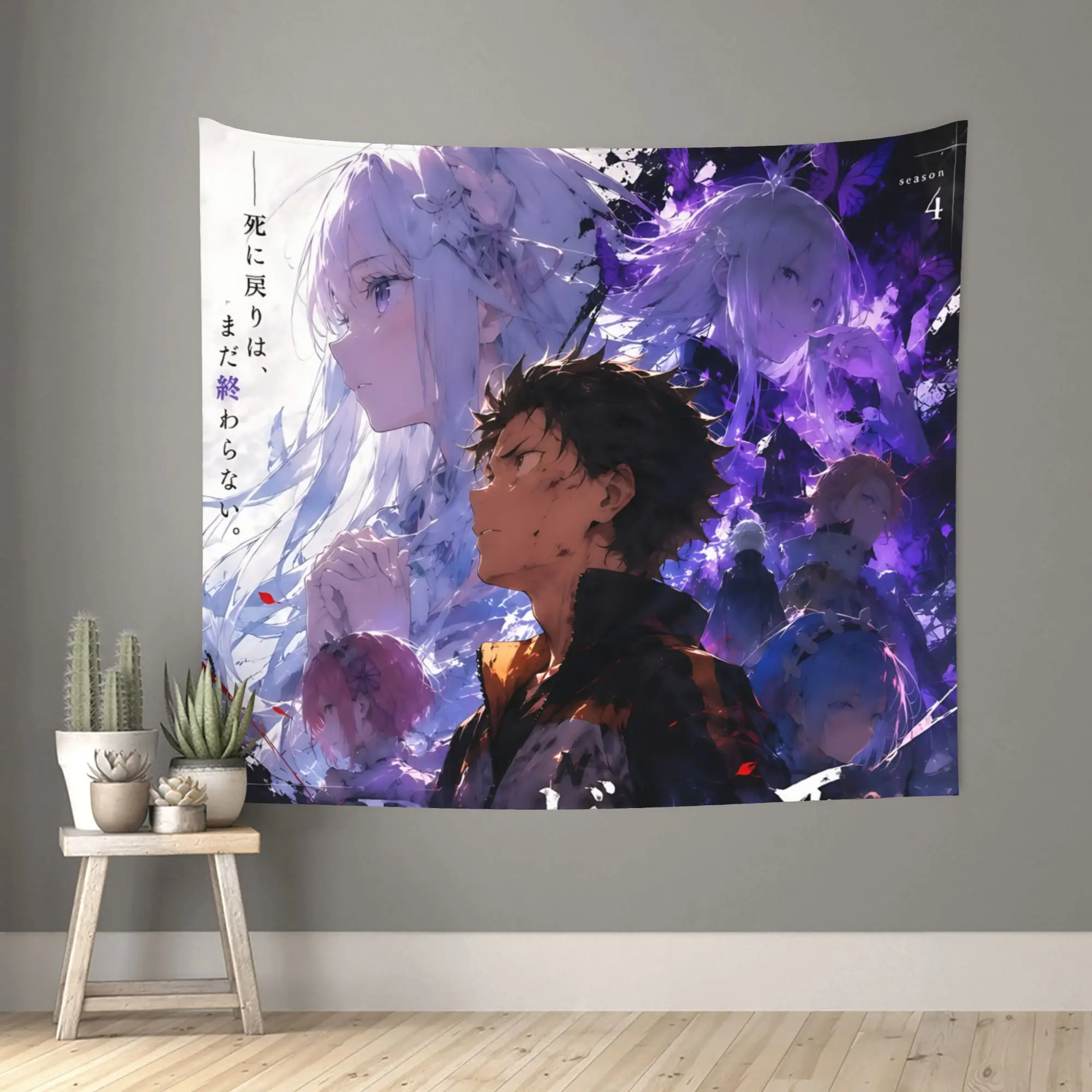 Re ZERO Anime Customized Tapestry Bedroom Decoration  Wall Hanging Blanket Tapestry Cool Stuff For Room