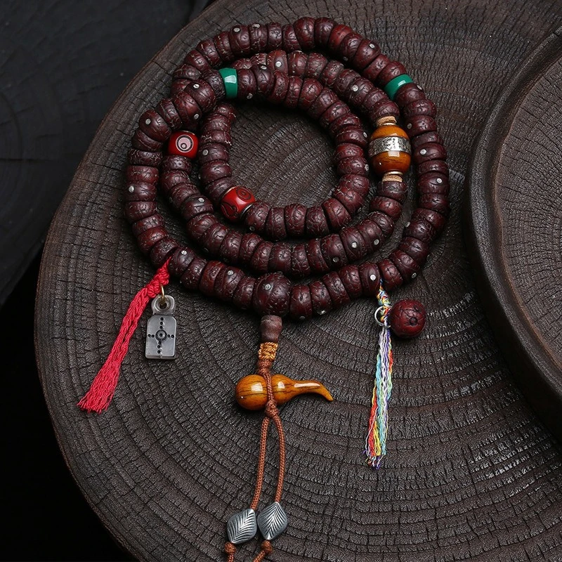 Tibetan cultural toys jade old material phoenix eye bodhi 108 buddha beads rosary reflux bone gourd bracelet jumper chain