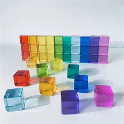 Rainbow Acrylic Gem Cubes Stacking Blocks Translucent Gem Toys Sensory Training Toy Montessori Learning Color Toys for Children