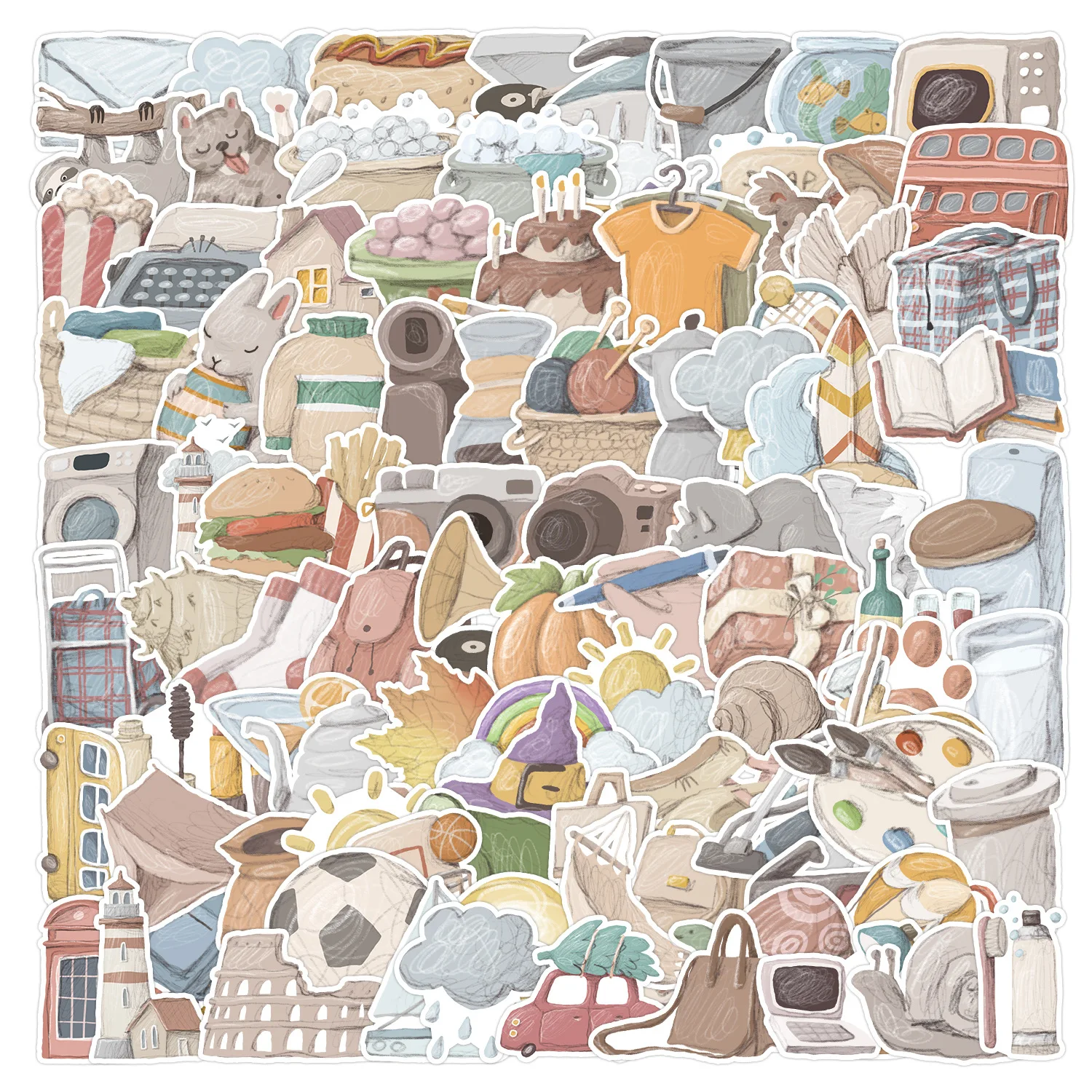 

10/30/50/100 шт. акварельные мультяшные граффити наклейки для автомобиля, мобильного телефона, компьютера, багажа, креативные канцелярские принадлежности, декоративные наклейки