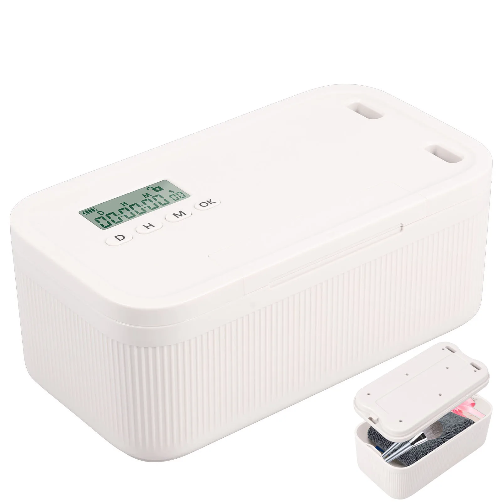 Lock Box with Locker Multipurpose Safe Storage Box with Combination Lock and Timer Portable Organizer Case for Kitchen Home