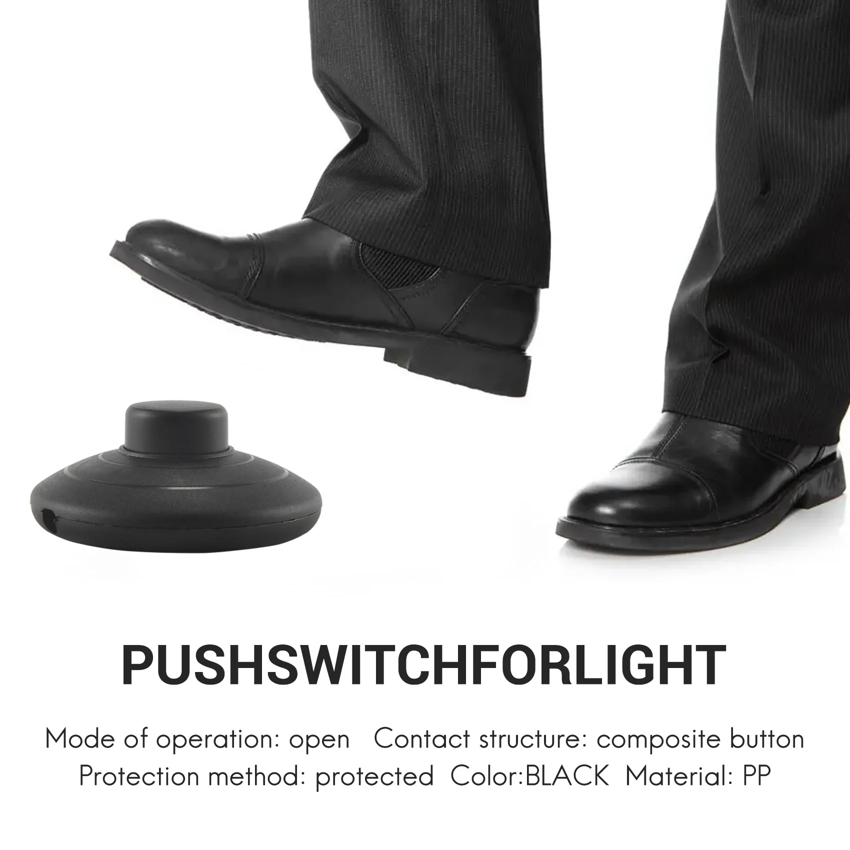 1pcs Black In-line Lamp Foot Switch Push Power Pedal Light FootSwitch
