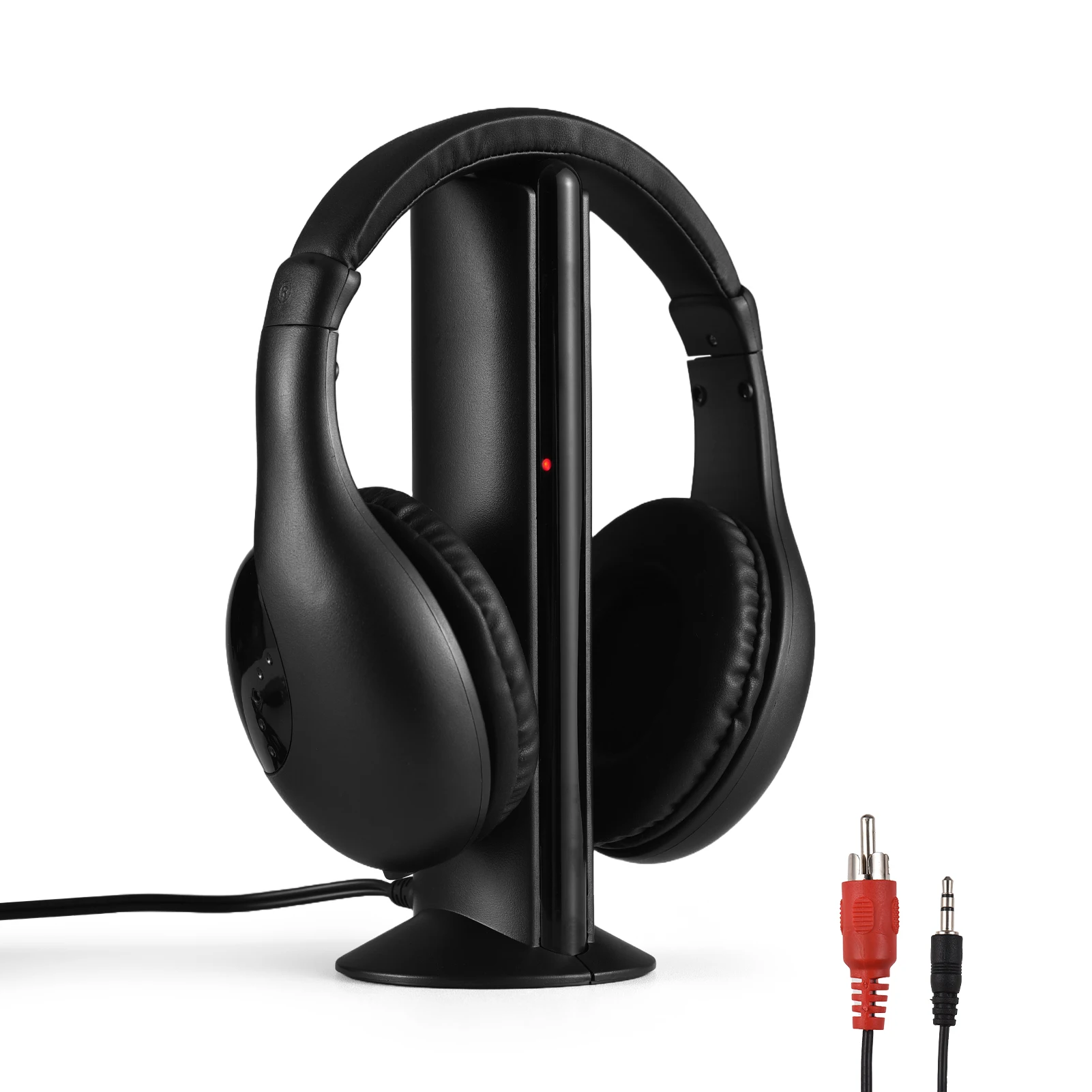 

Беспроводные наушники для просмотра телевизоров с передатчиком и декодером 5 в 1 ТВ-гарнитура с наушниками Беспроводная связь 98 футов FM-радиостанция