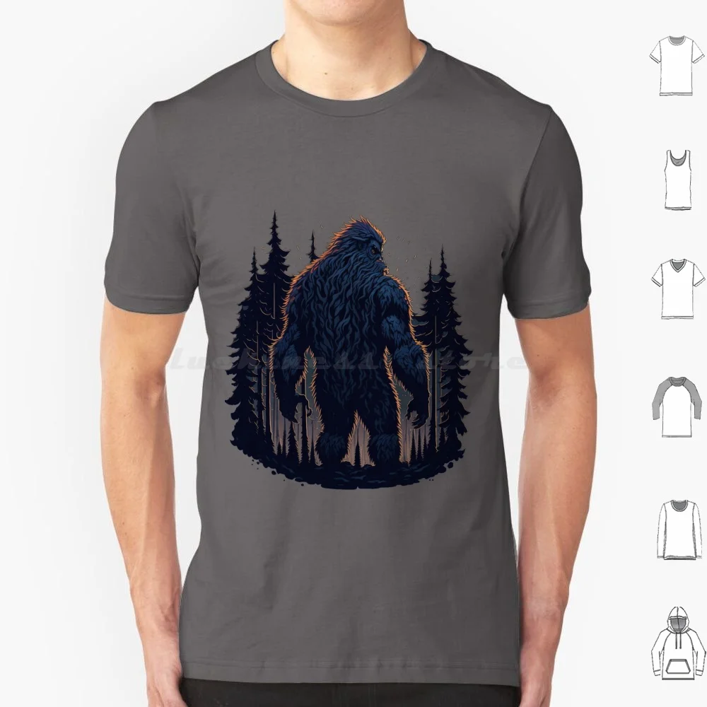 Bigfoot In The Woods T Shirt Cotton Men Women DIY Print Bigfoot Sasquatch Forest Cartoon Fantasy Funny Bigfoot Bigfoot Believe