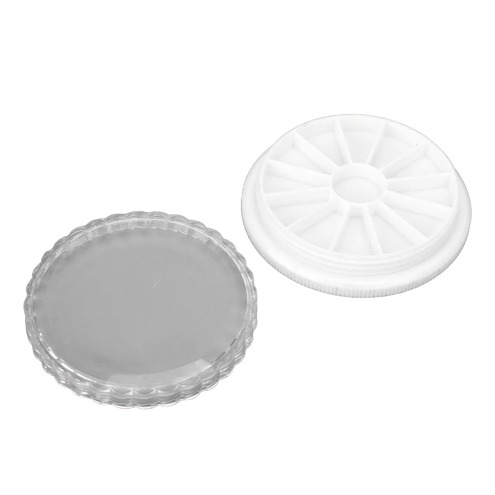 10pcs Round Shape Round Nail Art Decoration Storage Box 12 Compartments Transparent Multipurpose Rhinestone Container
