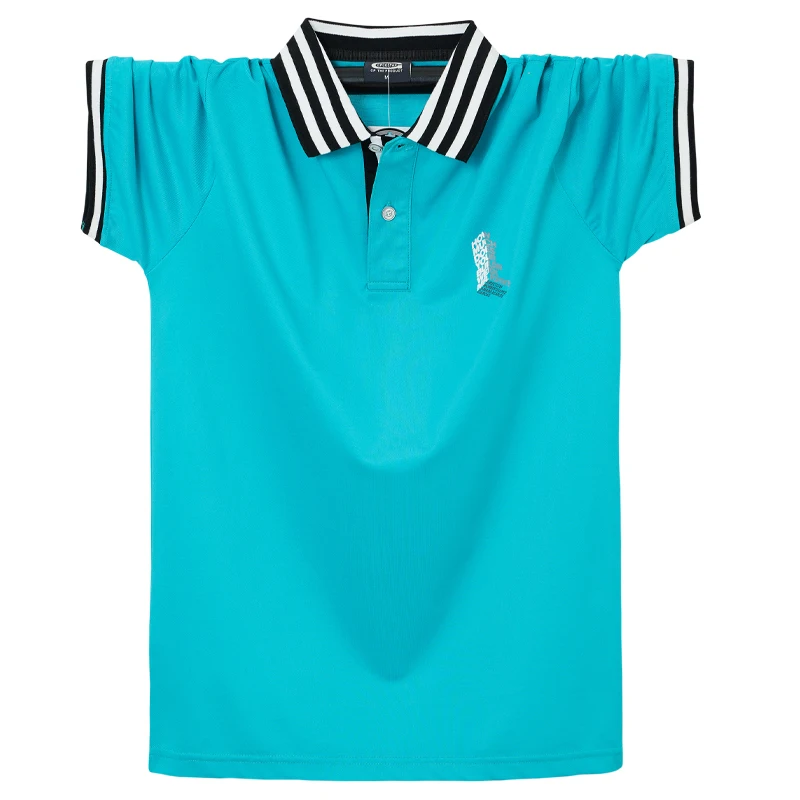 Polo a rayas clásico para hombre, de talla grande Camisa de algodón, informal, a la moda, Polos grandes y altos, Men6XL, Verano