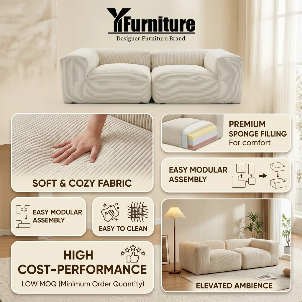 Hot Sale Modular Cloud Sectional Sofa Lazy Lounging Sofa Pet Friendly Living Room Furniture