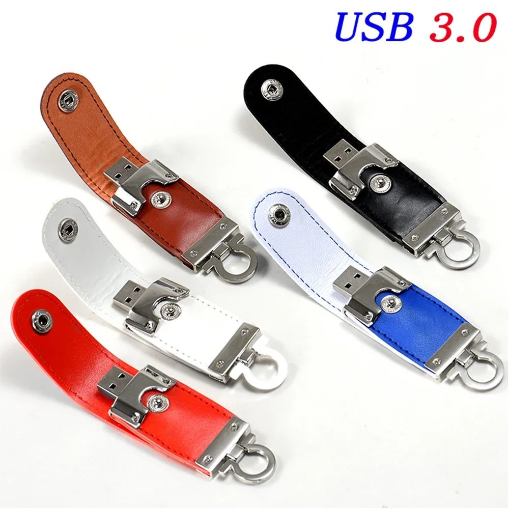Leather USB 3.0 Flash Drive 128GB Creative Gift Memory Stick 64GB High Speed Pen Drive 32GB Black USB3.0 16GB Flash Disk 8GB 4GB