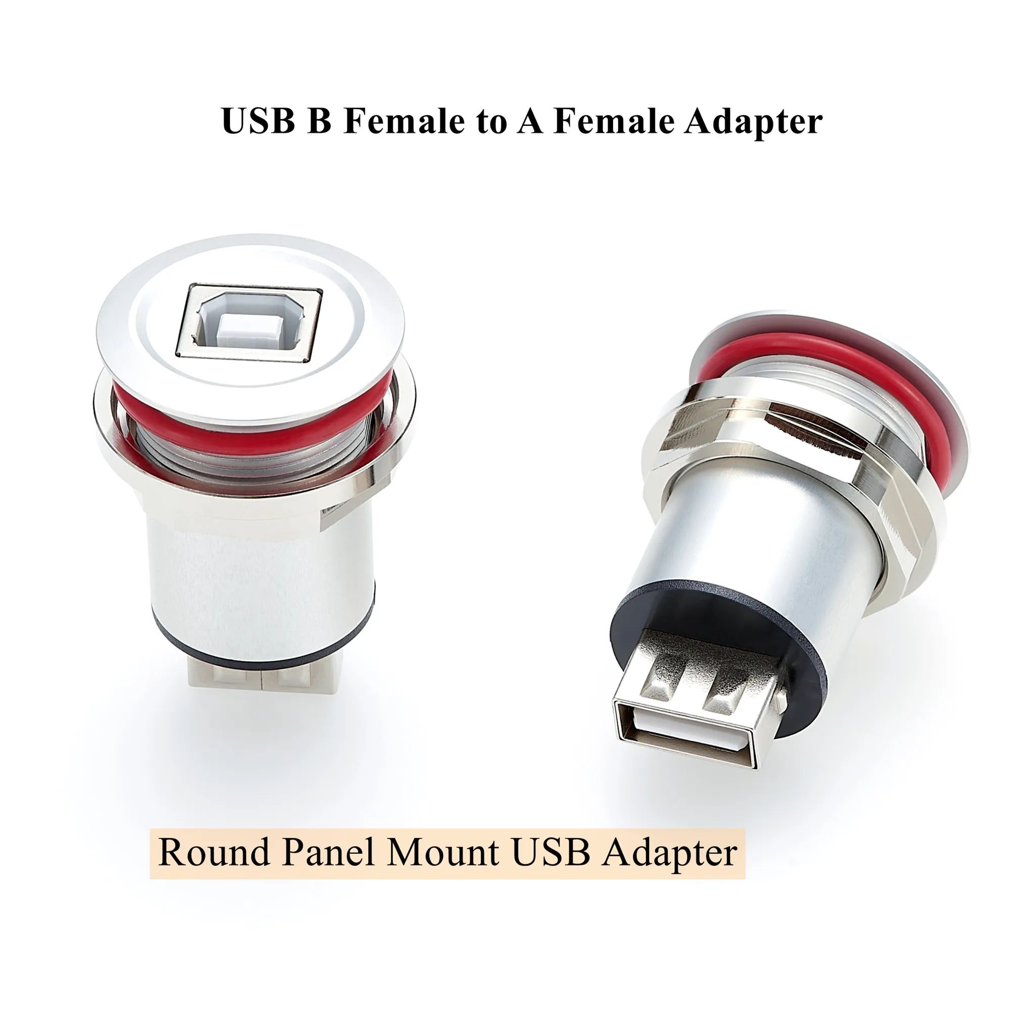 

USB B to A Panel Mount Connector USB 2.0 Female Data Connector Solderless USB Type B to USB 2.0 Threaded Fixed Adapter