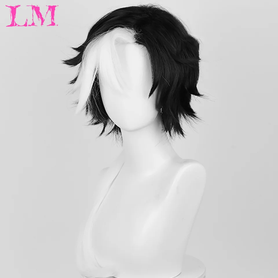 LM Synthetic Joseph COS wig Short Cosplay Wig Silver Red Pink Blonde Grass Green Black Straight Men's Wig for Halloween Cosplay