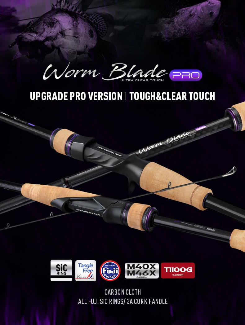 KINGDOM Worm Blade PRO Angelrute 1,9-2,13M Kohlefaser-Rute T1100G M40X M46X Fuji Guide Ultraleichte Spinn- und Wurfangelrute – Detail 1