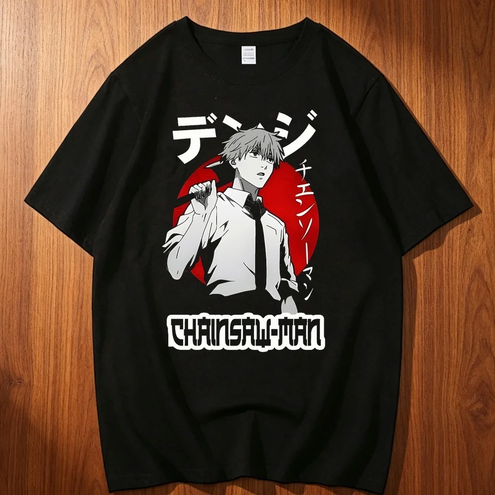 Chainsaw Man cotton top tees men Y2k aesthetic Gothic Classic 80s Vintage shirt Colorful 2000s Pop Culture Vintage Retro Gothic