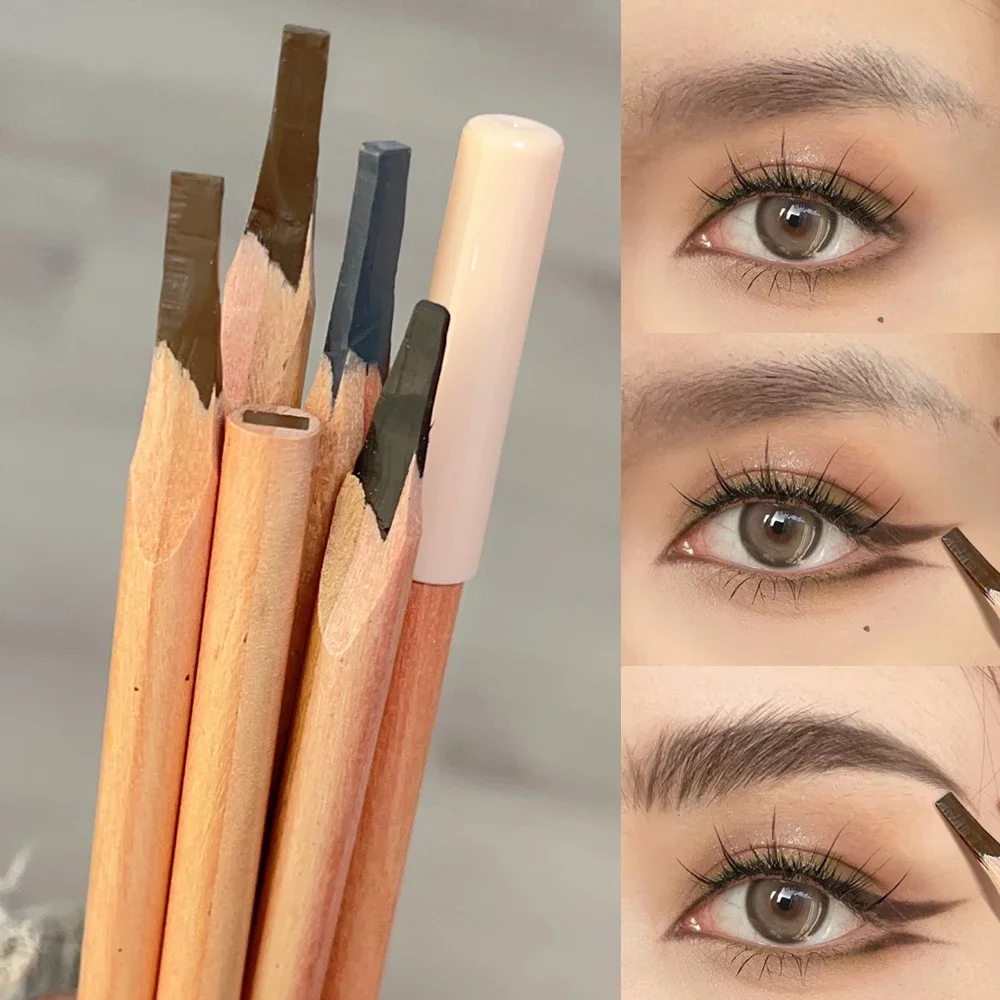Microblading lápis de sobrancelha de madeira à prova de manchas usar delineador de longa duração natural macio suave sobrancelhas tatuagem caneta ferramentas de maquiagem