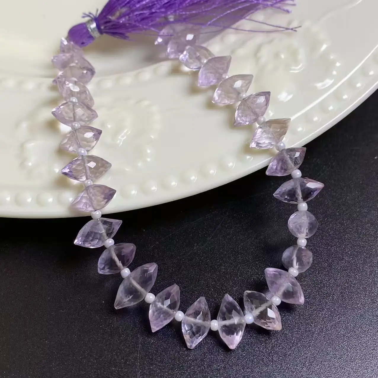5x10mm Natural Bolivian Light Purple Crystal Horse Eye Section Moist Loose Beads DIY Necklace Bracelet for Jewelry Making
