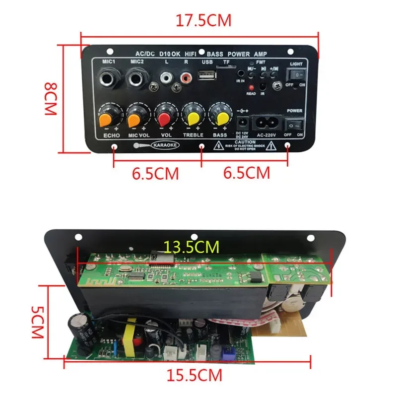 Carte amplificateur audio Bluetooth D10, 30-120W, Subwoofer, Touristes Microphone Médailles Tech pour 4 ohms, Haut-parleur 8-12 ", 12 V, 24V, 110 V, 220V