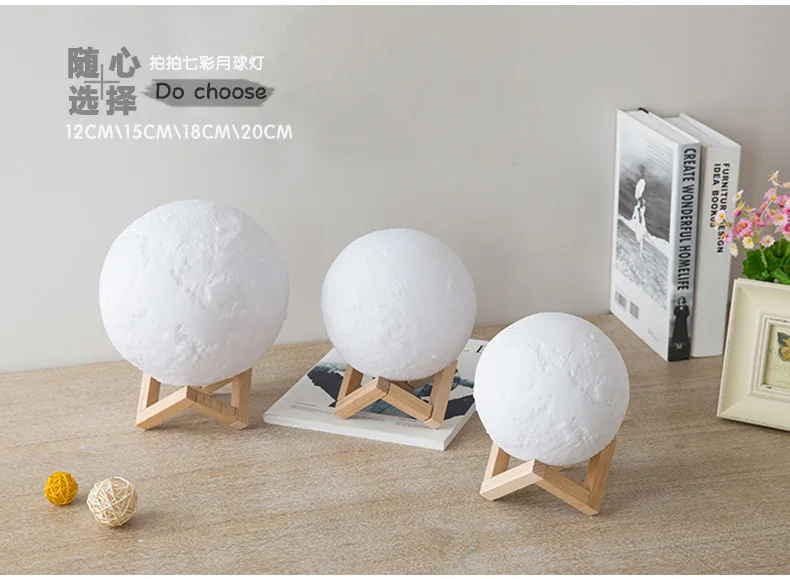 3D printing moon lamp for decoration indoor globe 3D lighting simulation moon USB port led lamps