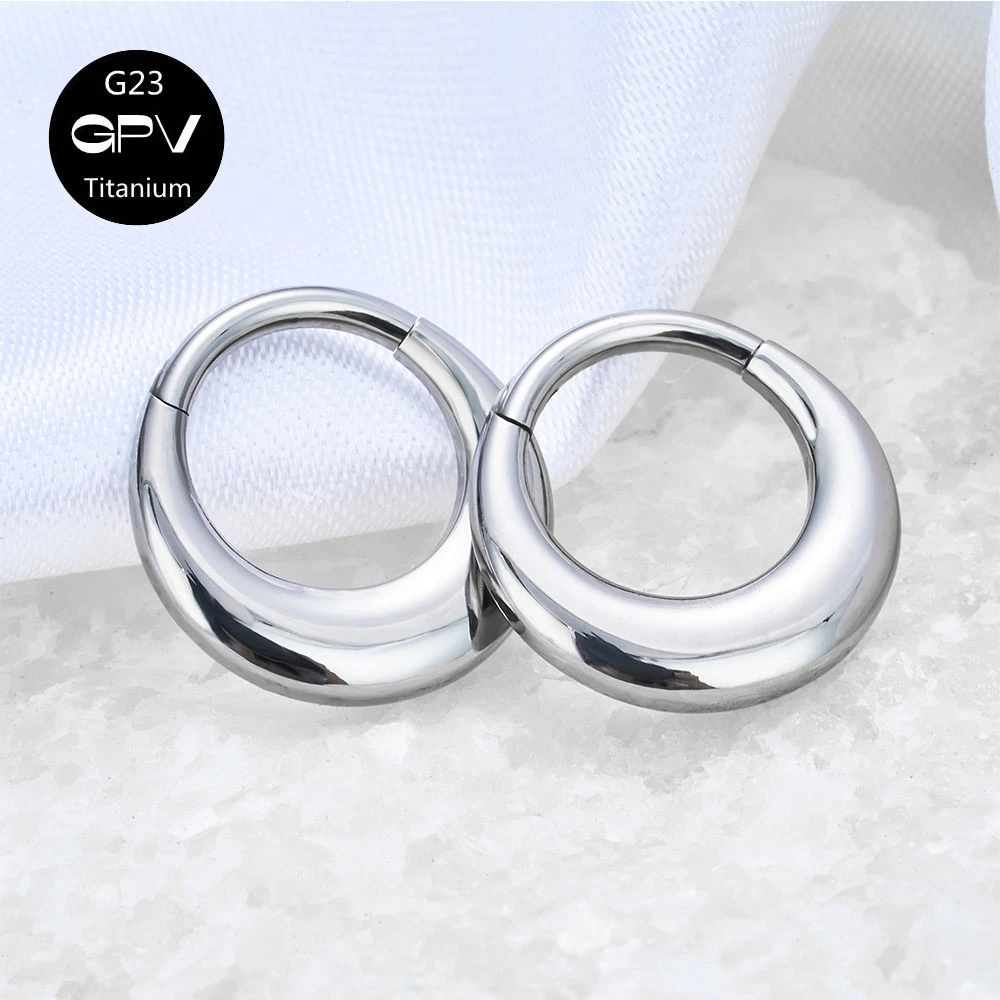 Titanium G23 Moon Nose Septal Ring Vacuum Plated Gold Nose Ring Closed Ring Perforated Jewelry Punk Men's and Women's Earrings