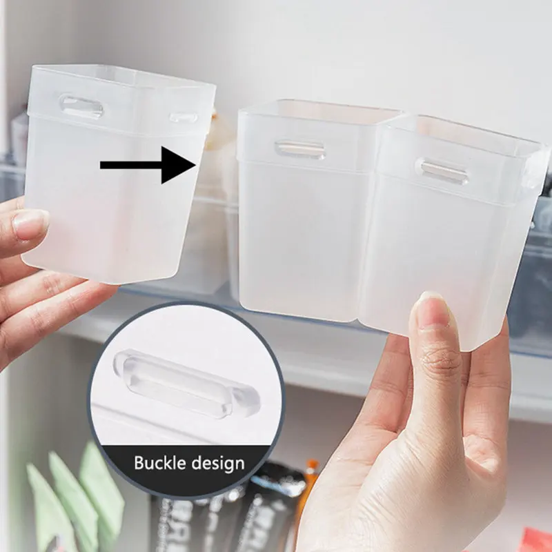 2pcs Refrigerator Side Door Storage Box Refrigerated Box Seasoning Segmented Organizer Compartmented Storage Boxes & Bins