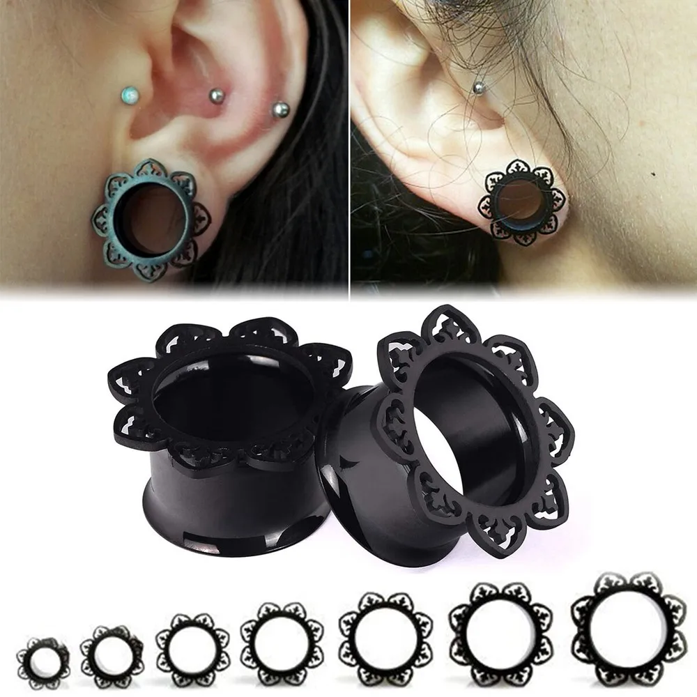 2 Piezas de Acero Inoxidable, Estilo Punk, Tapones para Orejas Huecos, Dilatadores de Túnel, Joyería para Piercing, 0g-5/8"