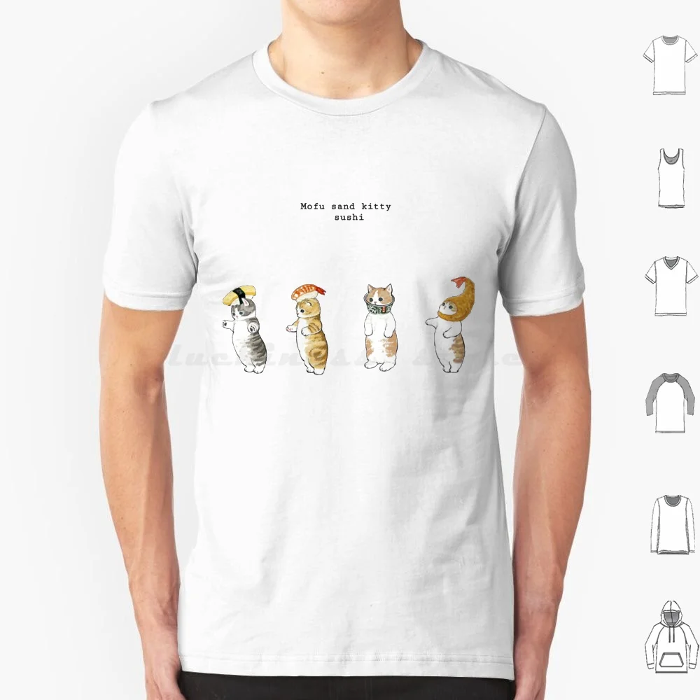 Camiseta Kitty Sushi Pack 6xl de algodón, camiseta genial con diseño de gato, Mofu, Kawaii, Sand Kittie, lindo Mao, divertido, japonés