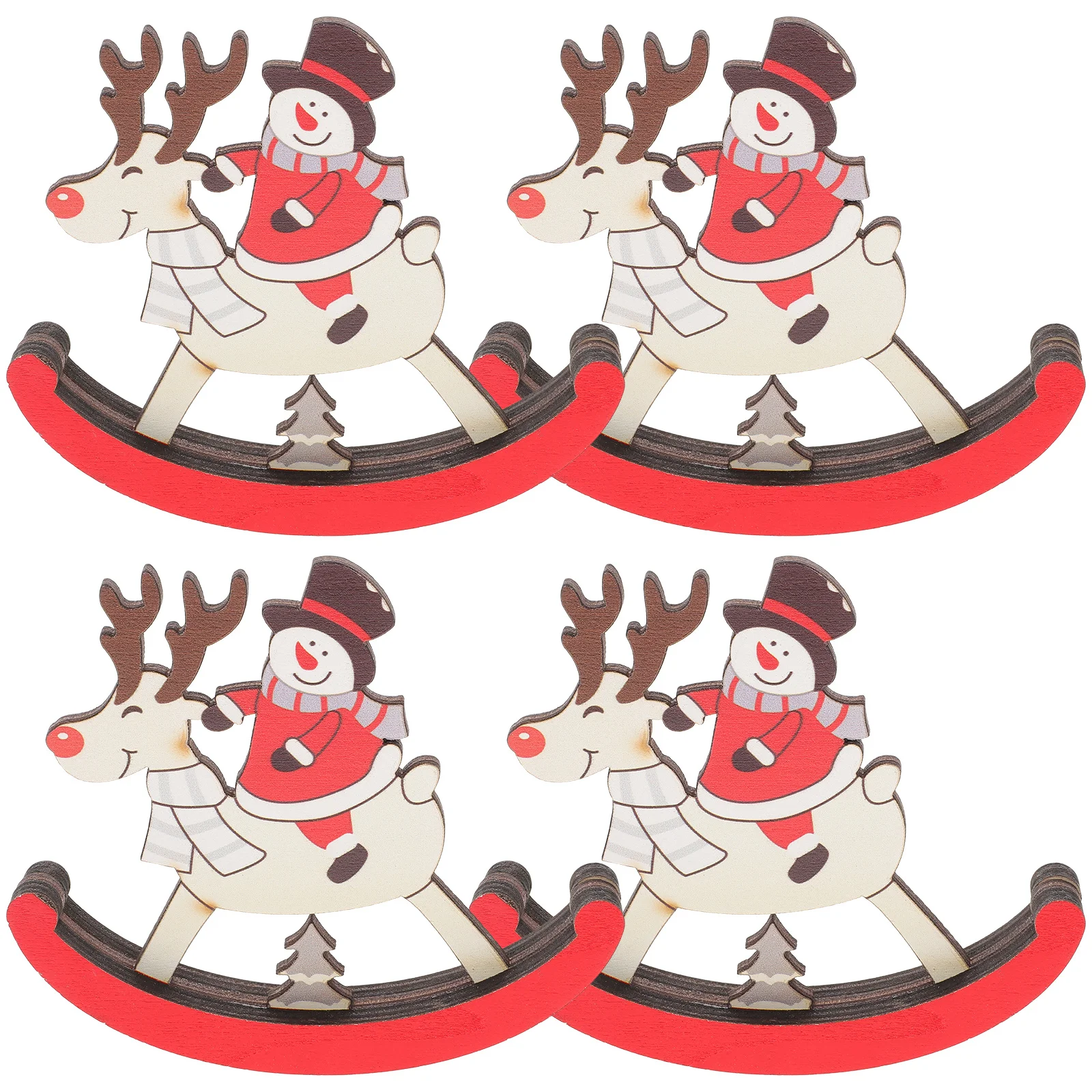 

4Pcs Xmas Wooden Rocking Horse Ornaments Christmas Holiday Decoration Chic Desktop Decor Festive Gifts Christmas
