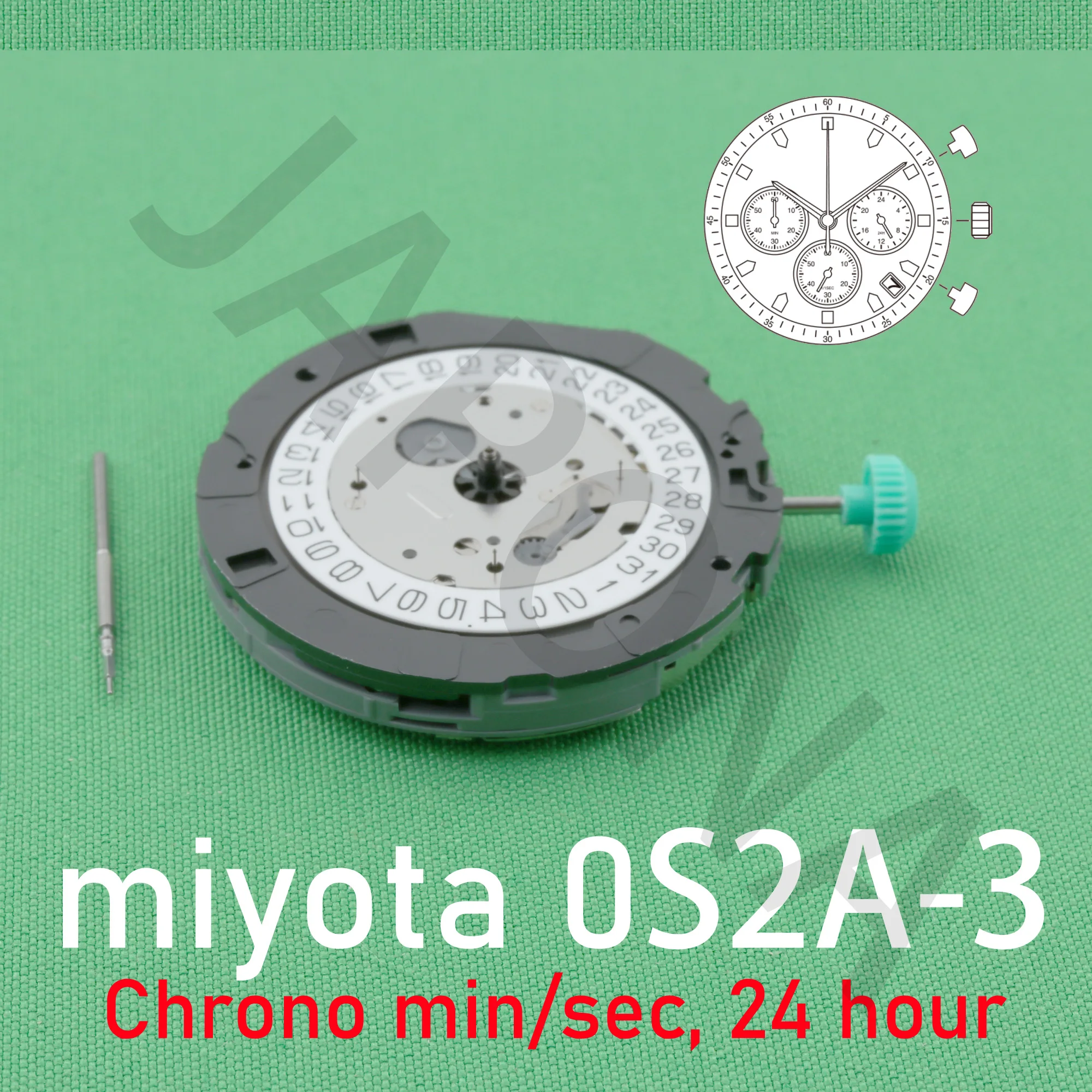 0s2a movement miyota 0S2a-3 movement Chronograph movement japan watch movenment Can incorporate tachymeter function miyota OS2a