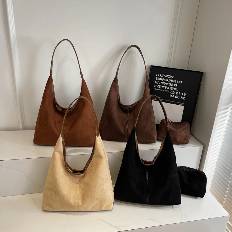 حقائب كتف من جلد البولي يوريثان بتصميم Leftside للنساء 2025 حقيبة هوبو شتوية جديدة للسيدات ريترو ​ حقائب اليد والمحافظ الفاخرة 2 قطعة/المجموعة