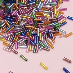 about 200pcs/bag 2*7mm Glass Tube Loose Beads Colorful Glossy Jewelry Making Craft Sewing DIY Necklace Bracelet Wholesale