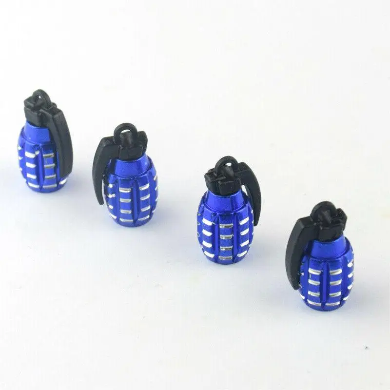 

One Set (4pcs) Ram F150 Titan Sierra Car Accessories Grenade Tire Valve Stem Blue Cap Wheel Tire Air Valve