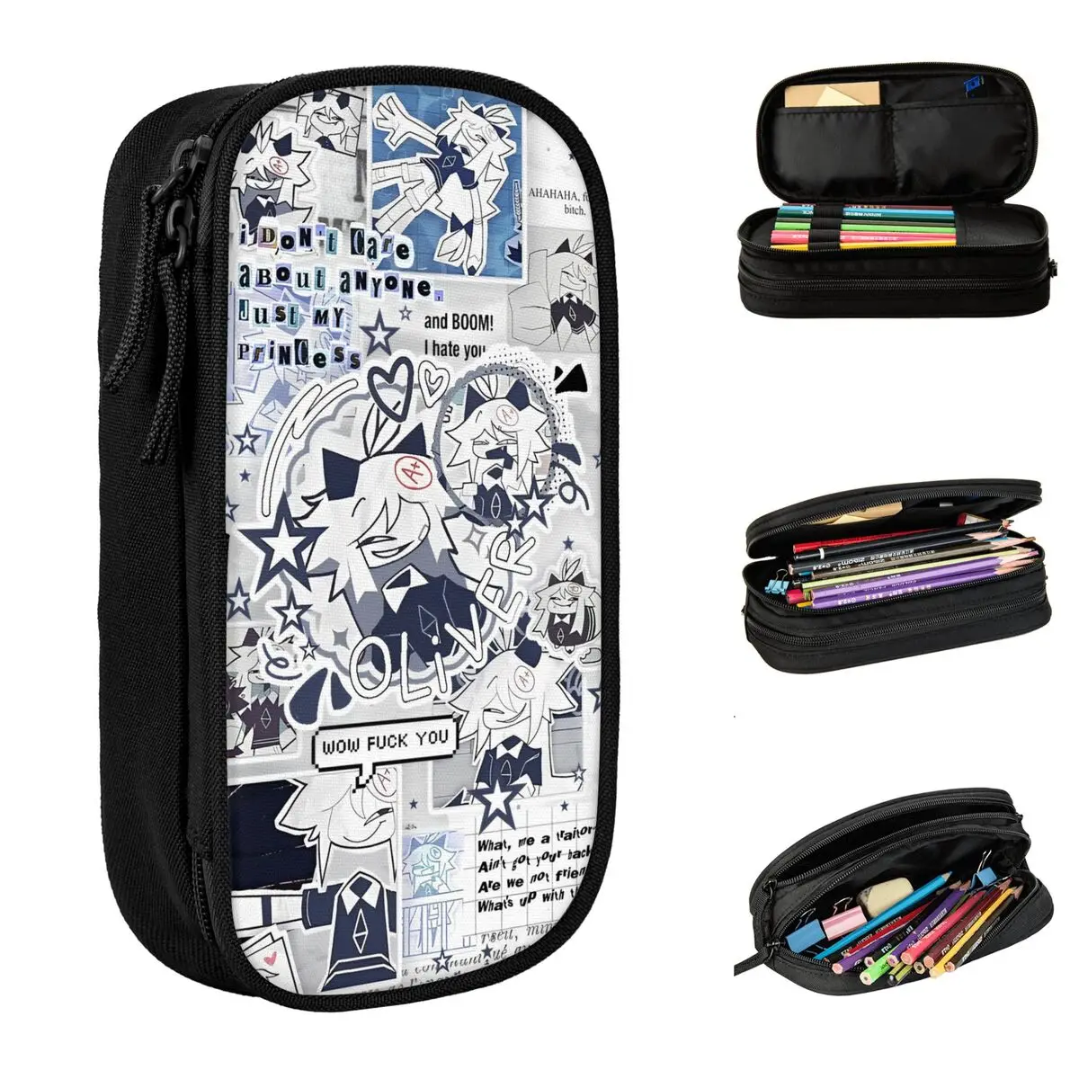 Fun Miss Circle Anime Cartoon Pencil Case Fundamental Paper Education Pencil Box Pen Box for Girl Boy Large Storage Bags