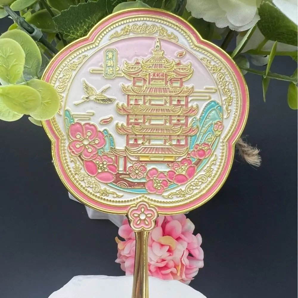 Exquisiter tragbarer Hand-Make-up-Spiegel, runder kultureller kreativer Spiegel aus Metall mit Griff, Spiegel im antiken Stil, Damenspiegel