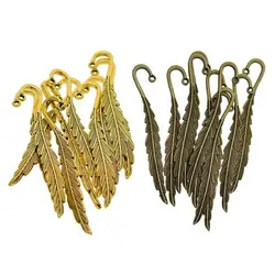 10 Pieces Classical Delicacy Metal Feather Pendant Beading Bookmarks for Handmade Silky Tassel Bookmarks Stationery Gifts