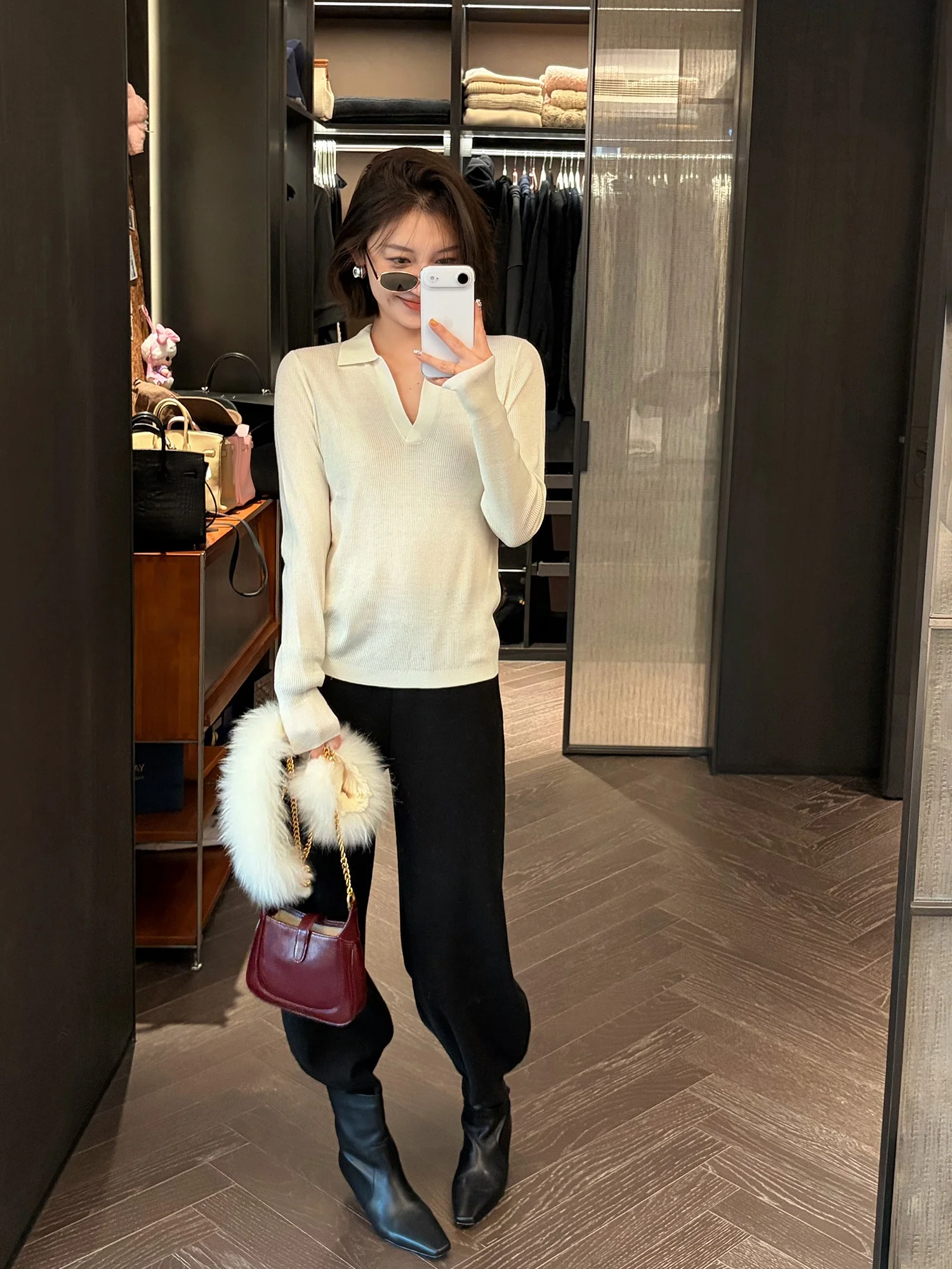 

Женский приталенный вязаный свитер LUMIEN с длинным рукавом, шерстяной, базовый, осенне-зимний, модный, повседневный, элегантный