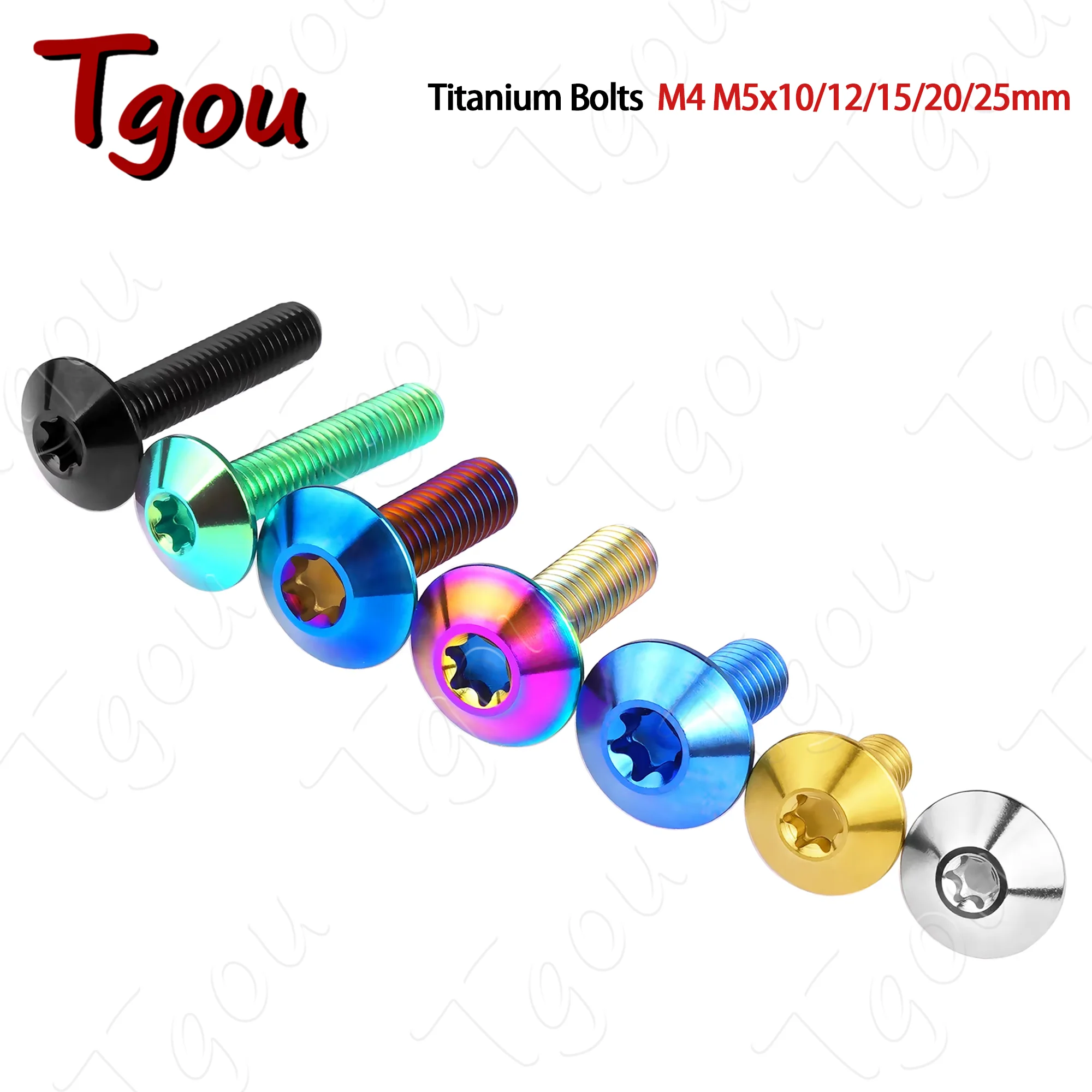 Tgou Titanium Bolts M4 M5x10/12/15/20/25mm Torx T25 Head Screws for Bicycle And Motorcycle Parts Accessories