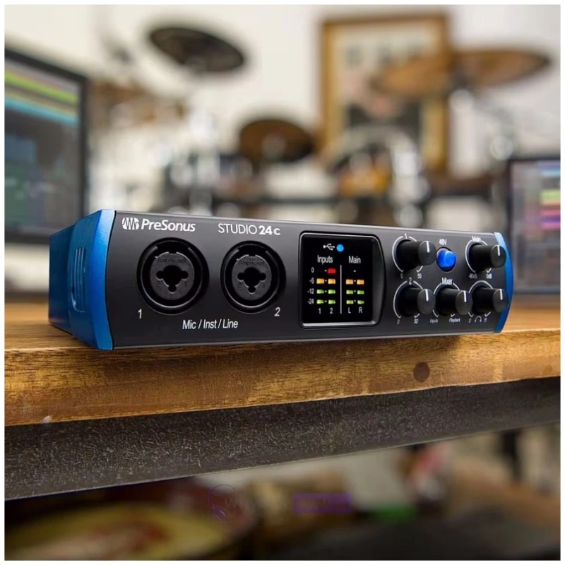 PreSonus Estudio 24C USB-C ™ Interfaz de audio compacta con 2 preamplificadores de micrófono para grabar vocales y estudios de grabación en el hogar.