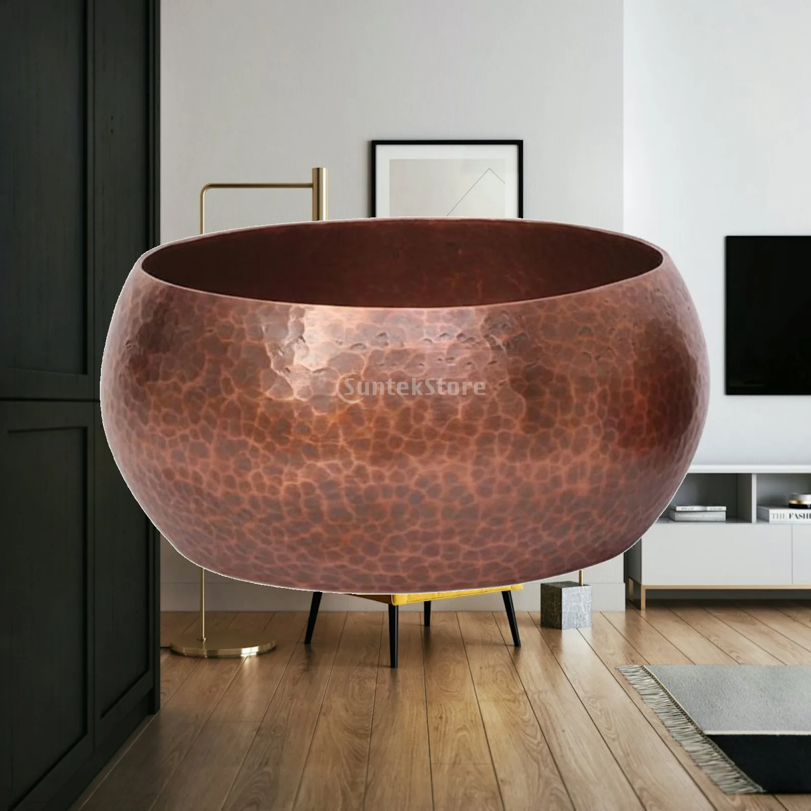 2 Pieces Hammered Copper Bowl Long-Lasting Copper Tea Bowl Coating Coated