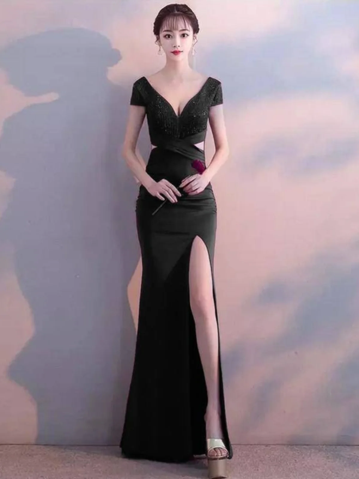 

Сексуальное вечернее платье Fi Tail, женское платье для хозяев, новинка 2025, элитное роскошное длинное платье из полиэфирного волокна, на молнии со средней талией, Sle Performan...